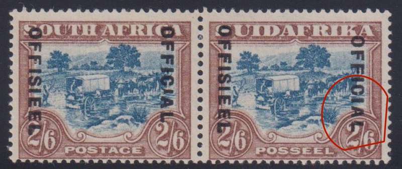 SA 1930 2/6 OFFICIAL BLUE & BROWN "DROPPED OFFICIAL" FINE MINT