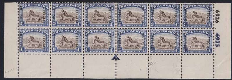 SA 1950 RARE 1/- OFFICIAL PART SHEET WITH CYL UM - SACC O46a  CV R18000