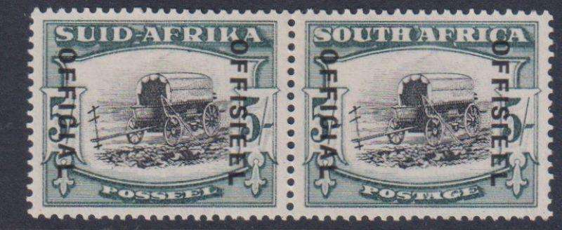 SA 1940 5/- OFFICIAL SUPERB MINT "OFFICIAL AT LEFT"  SACC O35 CV R2400