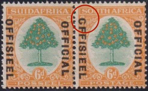 SA 1929 6d "G INSTEAD OF O" OFFICIAL - A CONSTANT VARIETY FINE HINGED MINT