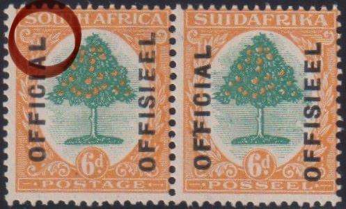 SA 1928 6d OFFICIAL "RAISED OFFICIAL"  SUPERB MINT- SACC O7 - UNLISTED IN SACC