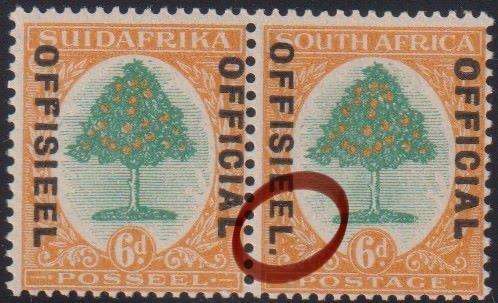 SA 1929 6d OFFICIAL "STOP AFTER OFFISIEEL" SACC O10a LIGHTLY HINGED MINT  CV R1500