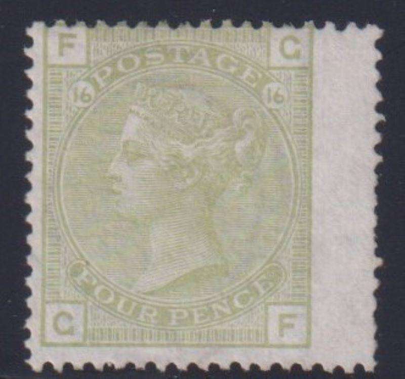 GREAT BRITAIN 1862-77  4d SUPERB UNUSED PLATE 16 cv £1400