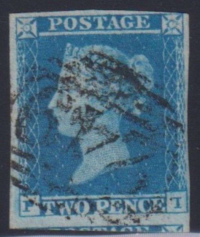 GREAT BRITAIN 2d BLUES PLATE 4 x 2 FINE USED
