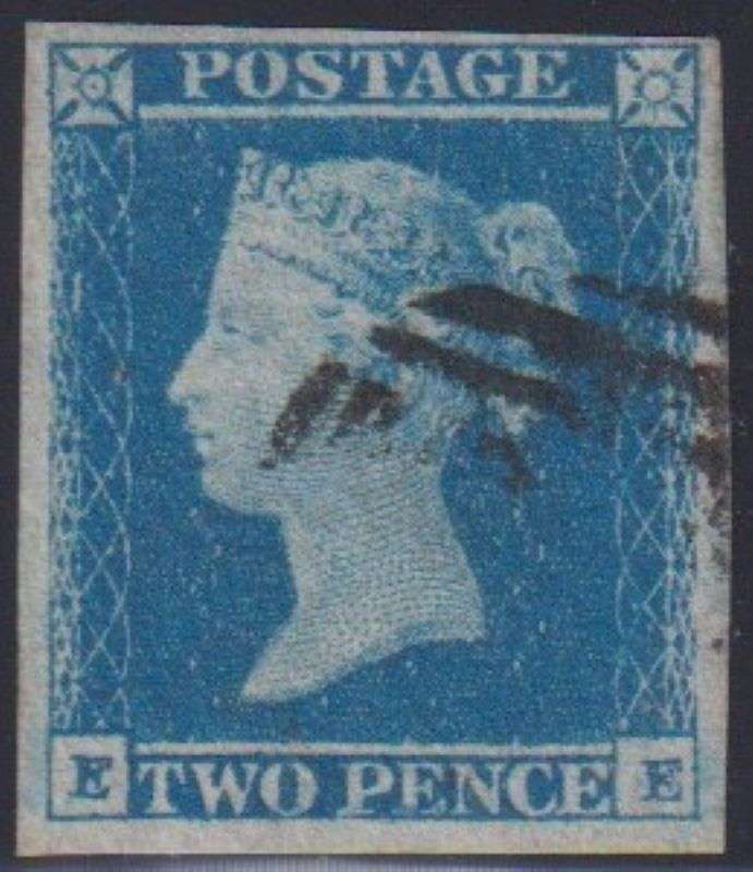 GREAT BRITAIN 2d BLUE PLATE 3 FINE USED