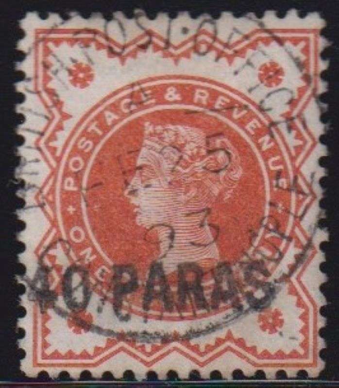 BRITISH LEVANT 1893 40P SOUND USED WITH CERT