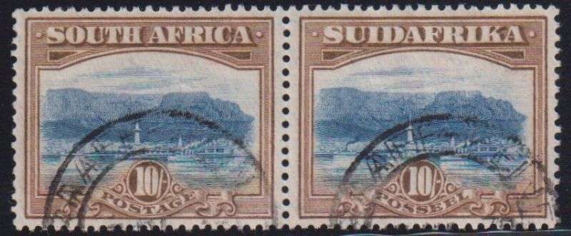 SOUTH AFRICA 1927  10/- PAIR FINE USED - SACC 39 CV R1500