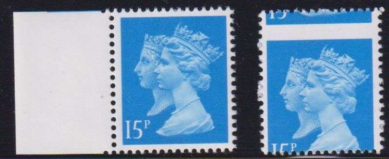 GREAT BRITAIN QE11 MISPERFORATED "DOUBLE HEAD" UM