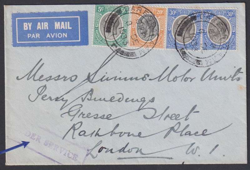 TANGANYIKA AIRMAIL FEEDER SERVICE COVER 1933