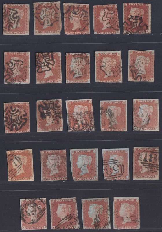 GREAT BRITAIN SUPERB LOT OF 24 IMPERF 1d REDS