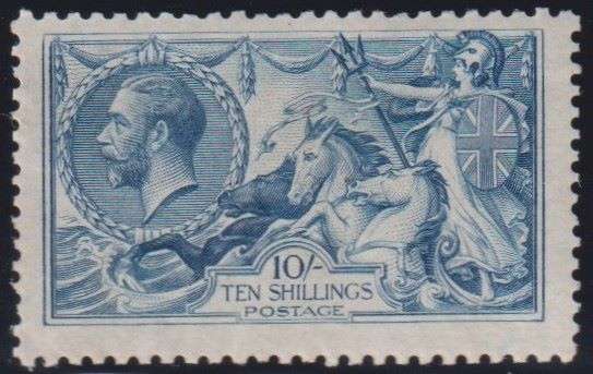 GREAT BRITAIN 1919 10/- SEAHORSE FINE LIGHTLY HINGED MINT SG 417