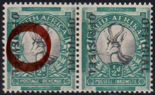 SA 1935  1/2d OFFICIAL  WITH "GREEN HOOK"  SUPERB MINT