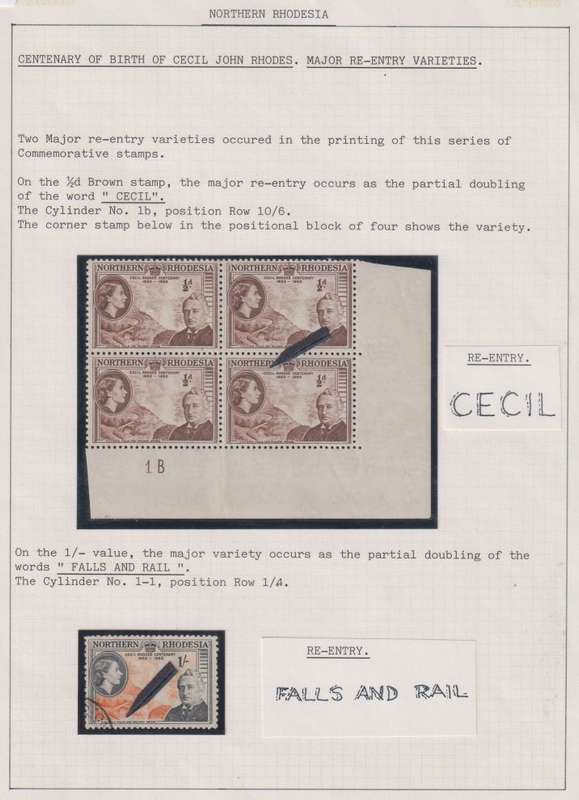 NORTHERN RHODESIA 1953 RHODES RE ENTRIES SACC 54a, 58a
