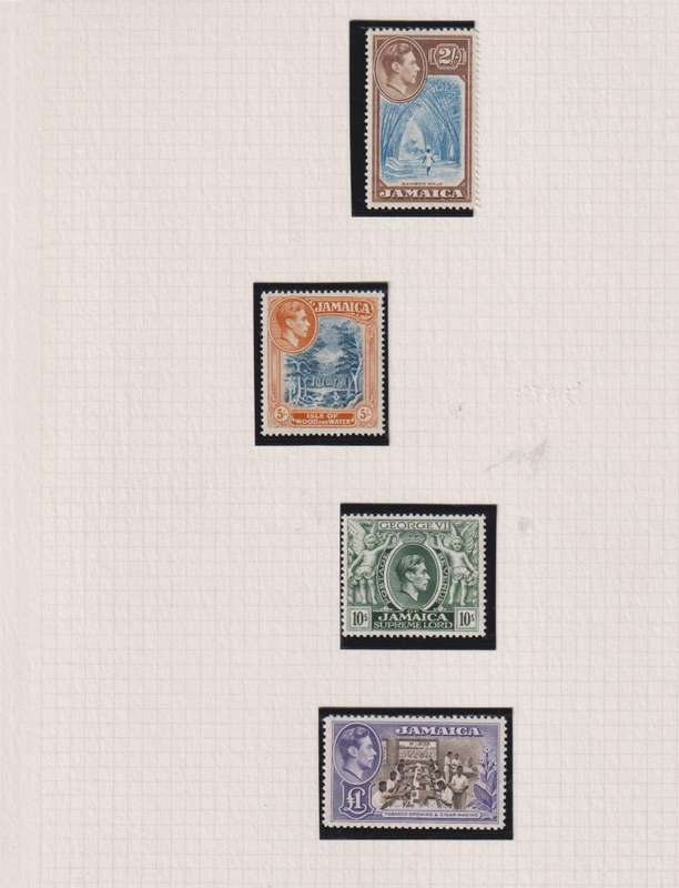 JAMAICA 1938-52 KGV1 DEFINITIVE SET ON PAGES UM CV £150
