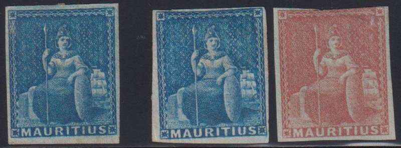 MAURITIUS 1854 VALUES UNUSED