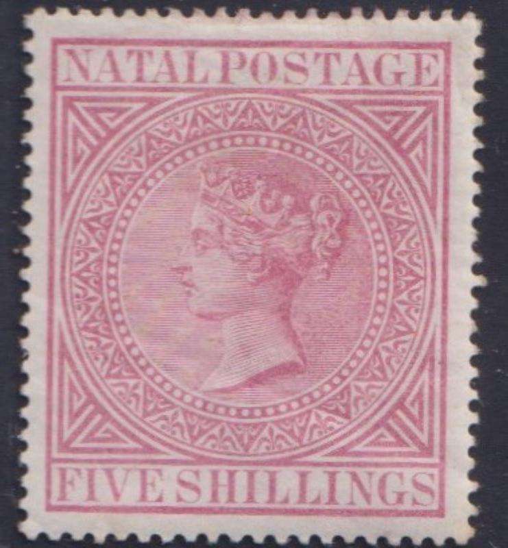 NATAL QVIC 1874 5/- HINGED MINT