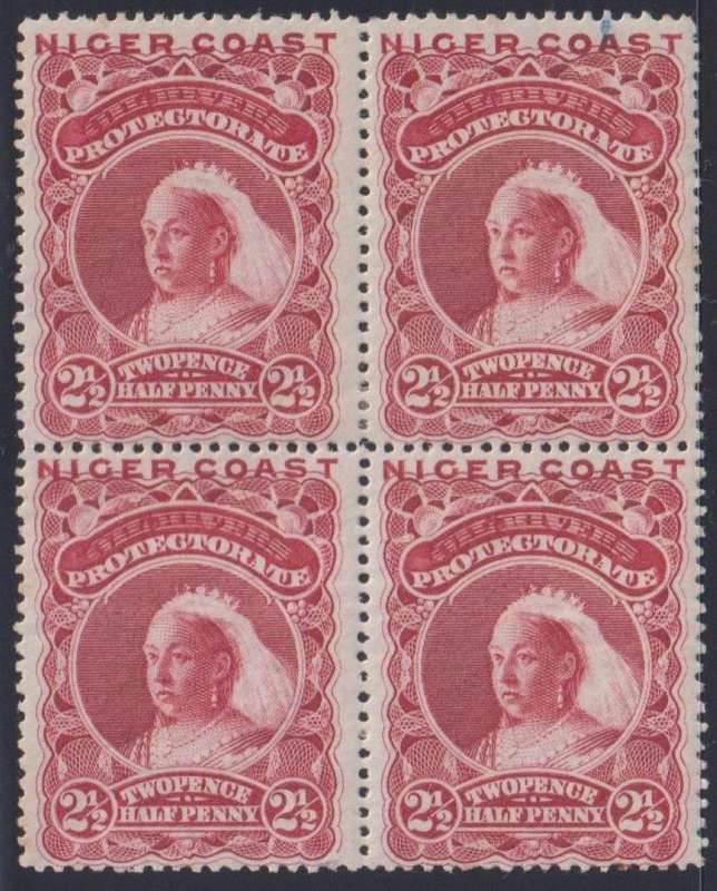 NIGER COAST 1894 2 1/2d BLOCK OF 4 SUPERB M/UM