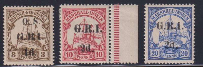NEW GUINEA OVERPRINTS ON GERMAN NEW GUINEA FINE HINGED MINT
