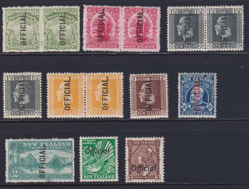 NEW ZEALAND LOVELY LOT OF EARLY OFFICIAL OVERPRINTS MINT