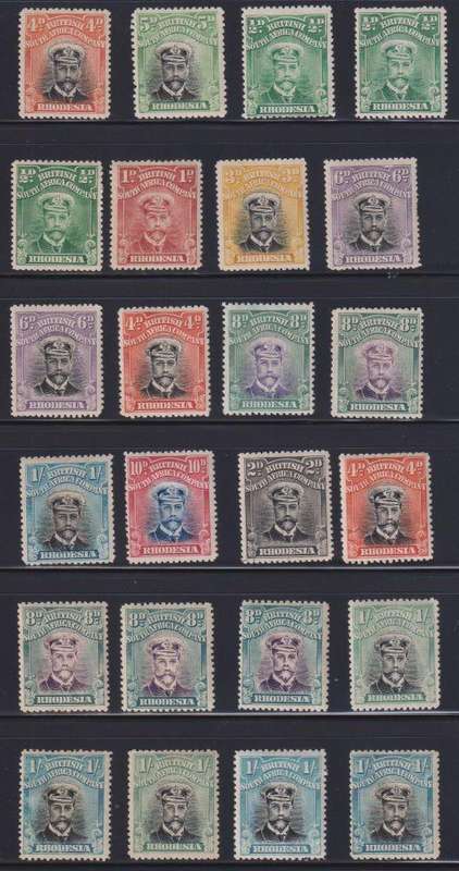RHODESIA 1913 ADMIRALS LOVELY HINGED MINT LOT