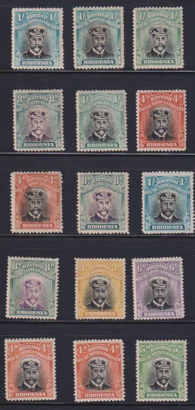 RHODESIA LOVELY HINGED MINT LOT OF 1913 ADMIRALS