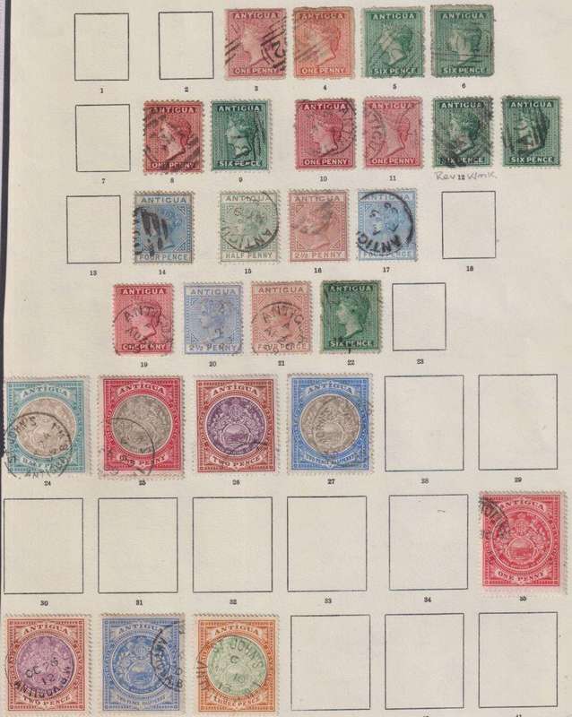 ANTIGUA LOVELY QVIC LOT  ON ALBUM PAGE