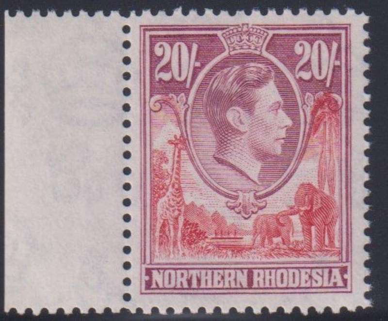 NORTHERN RHODESIA 1938 KGV1 20/- SUPERB UM