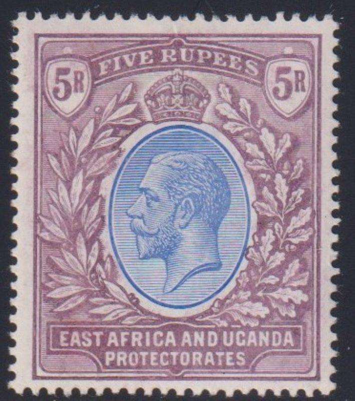 EAST AFRICA (KUT) 1912 KGV 5 RUPEE FINE  HINGED MINT