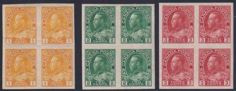 CANADA 1923/4 KGV IMPERF PAIRS M/UM SG 259/60/61 CV £264