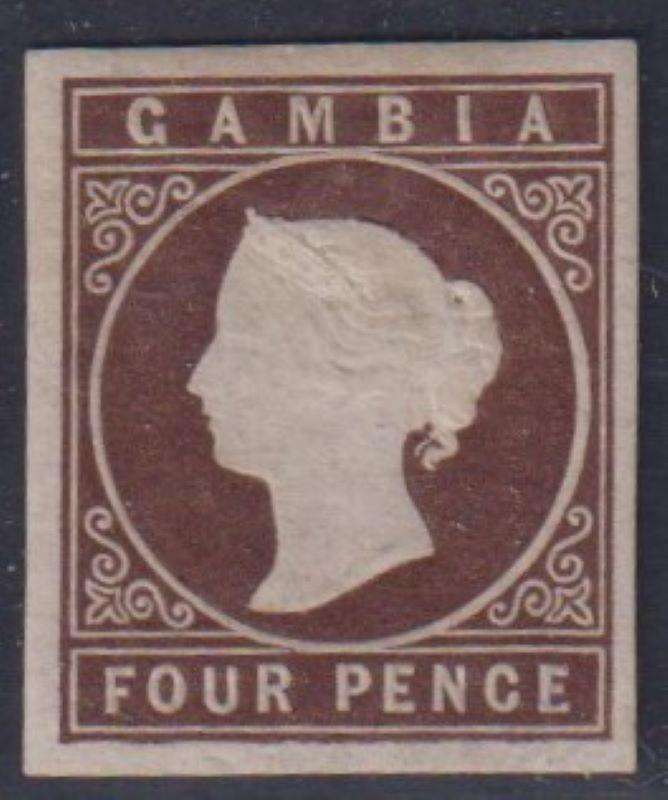 GAMBIA 1874 4d QVIC INVERTED WMK SG 5w CV £850 FINE MINT