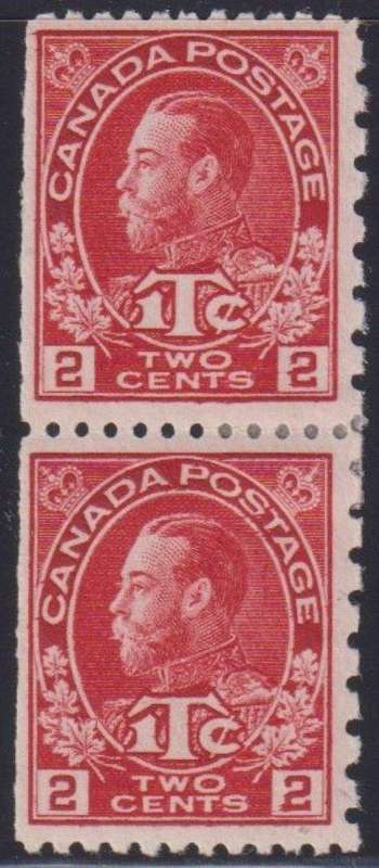 CANADA KGV PAIR OF 2c & IMPERF SINGLE FINE HINGED MINT