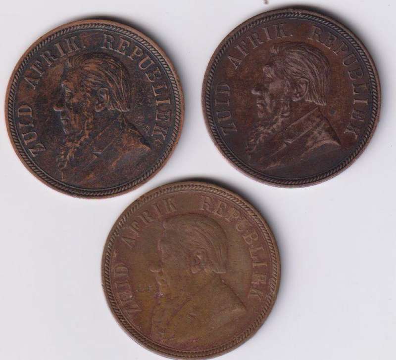 ZAR PENNY COLLECTION - 3 COINS - 1892