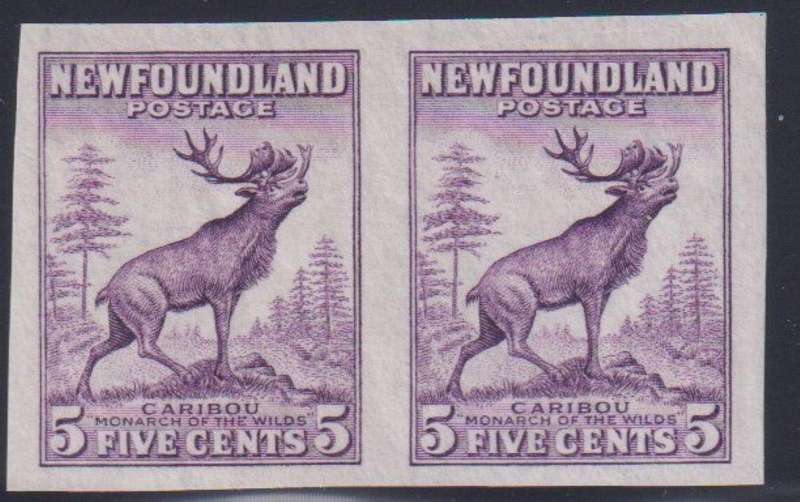 NEWFOUNDLAND 1934 5c IMPERF PAIR SUPERB UM SG 225a CV £75