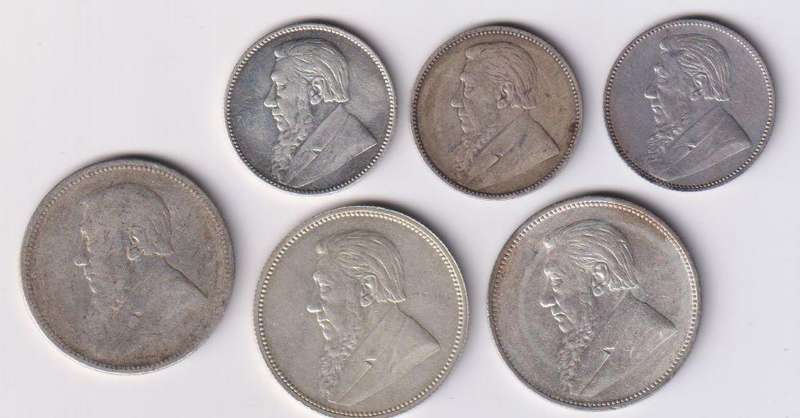 ZAR Coin Collection - 6 coins -  3 x 2 Shillings & 3 x 1 Shillings