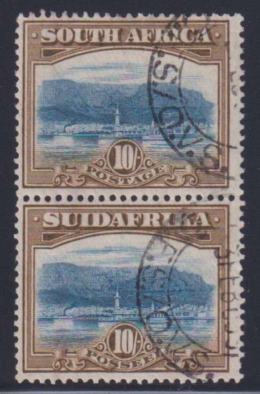 SA 1927 LONDON 10/- VERTICAL PAIR SUPERB USED