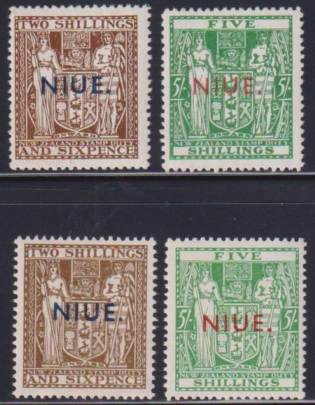 NIUE-NEW ZEALAND POSTAL FISCALS 1942-57 SG 83,4,7,8 CV £55 FINE MINT