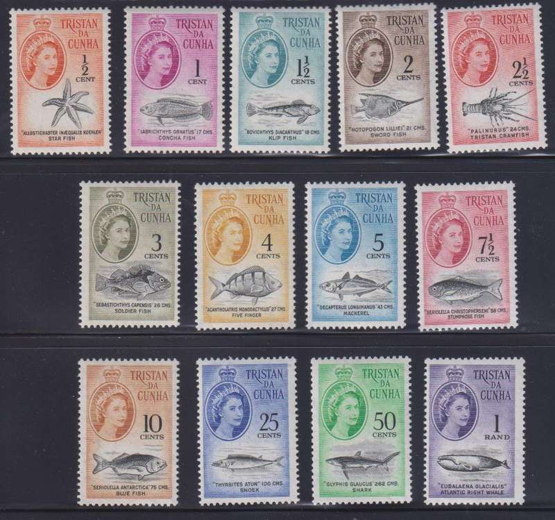 TRISTAN DA CUNHA 1961 QE11 DEFINITIVE SET UNMOUNTED MINT  CV £90