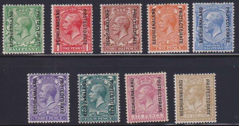 BECHUANALAND 1913-24 KGV SET MINT - SACC 71-9 CV R1415