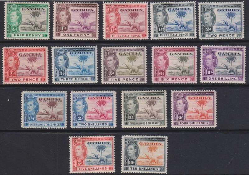 GAMBIA 1938-46 KGV1 SET MINT CV £170