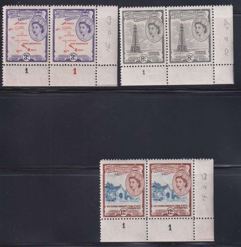 ST KITTS 1954 DEFINS PLATE NUMBERS UM