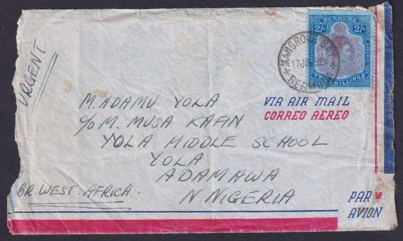 BERMUDA - NORTHERN NIGERIA 1952 COVER - RARE DESTINATION