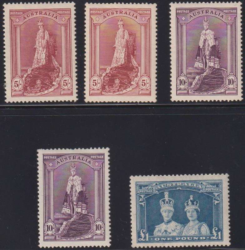 AUSTRALIA 1937 HIGH VALUES  CV £230
