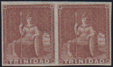 TRINIDAD 1851 1d IMPERF PAIR FINE MINT