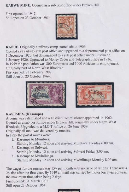 NORTHERN RHODESIA TERRIFIC LOT OF CANCELS - WRITTEN UP COLLECTION
