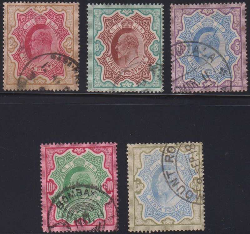 INDIA 1902 KEV11 HIGH VALUES FINE USED - CV £205 (AS CHEAPEST)