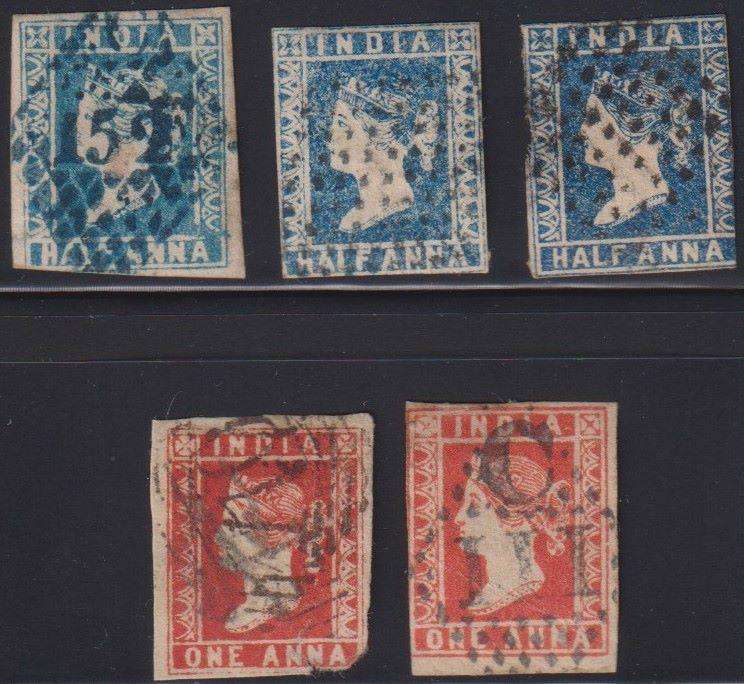 INDIA VERY EARLY QVIC 1/2 & 1 ANNAS USED