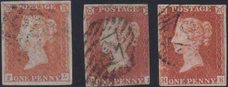 GB IMPERF 1d REDS SG 9/10/12 CV £370 FINE USED
