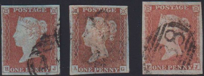 GB LOVELY 1d RED IMPERFS SUPERB USED ALL BLUED PAPER