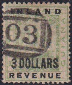 BRITISH GUIANA 1888 $3 SG 187 CV £300 FINE USED