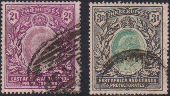EAST AFRICA 1906/7 2 & 3 RUPEE SOUND USED CV £235